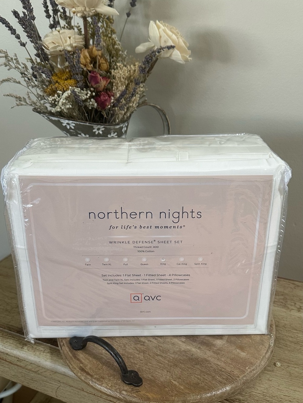 Northern Nights Wrinkle Defense White Sheet Set - 100% cotton. T/C 400 QVC